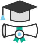 icono de sombrero graduado y diploma