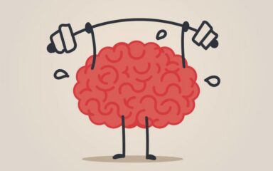 Imagen del «Brain Club», un cerebro levantando pesas
