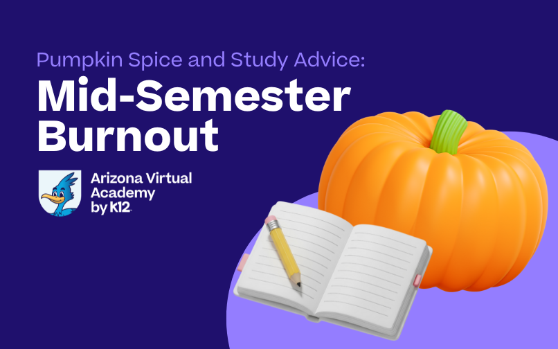 Gráfico con calabaza y cuaderno.